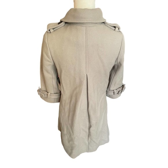 Anthropologie Manoush Womens Button Front Ruffle Wool Coat Jacket Size 2 Gray - Picture 3 of 9